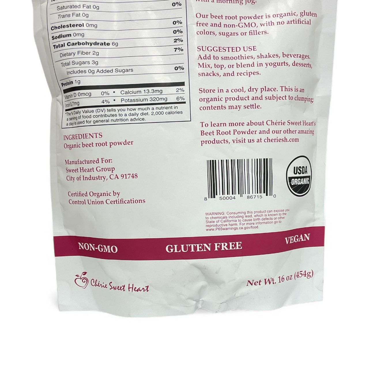 Remolacha orgánica en polvo 454 g | Energía y circulación natural