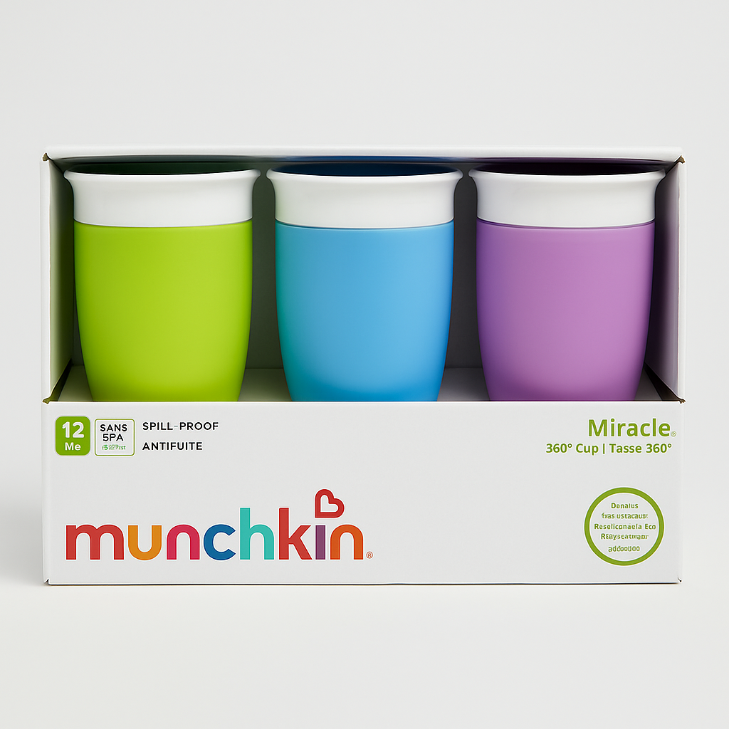 Vasos Munchkin Miracle 360° (Set 3 Piezas) | Antiderrames | BPA Free