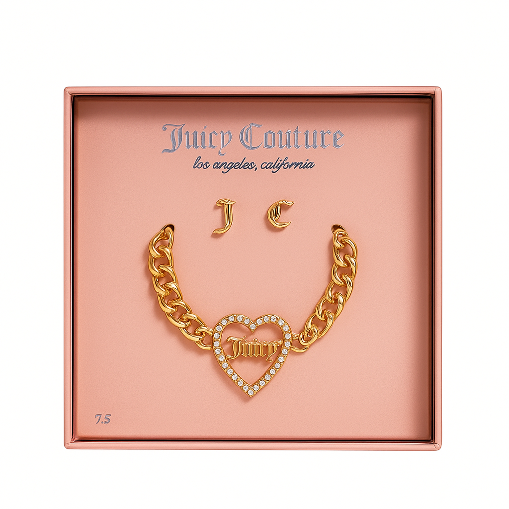 Set de Pulsera Juicy Couture Corazón y Aretes "J"