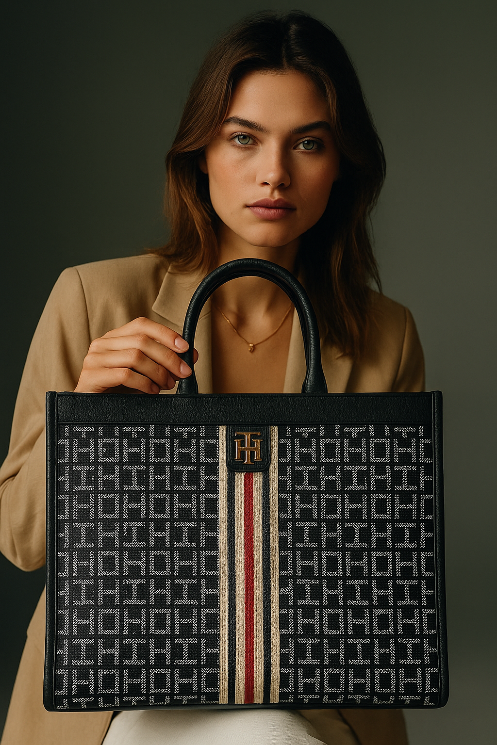 Bolsa Tommy Hilfiger Tricolor Tipo Tote | Elegancia Clásica y Espacio Ideal