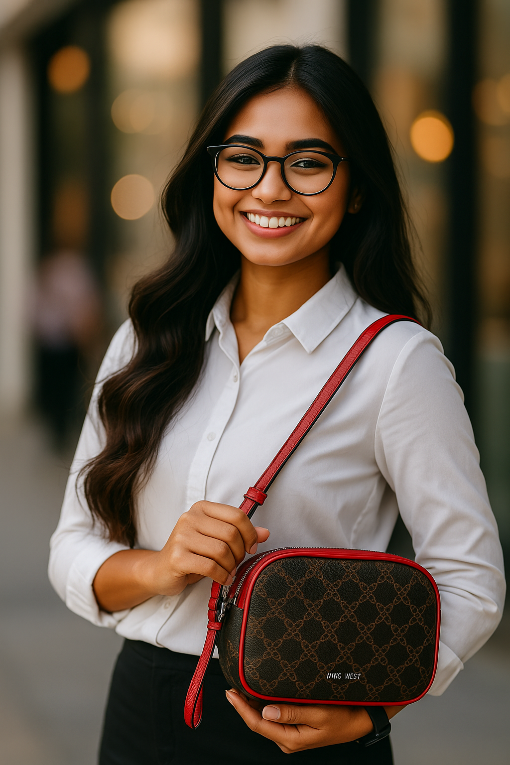 Crossbody Nine West Marrón con Rojo