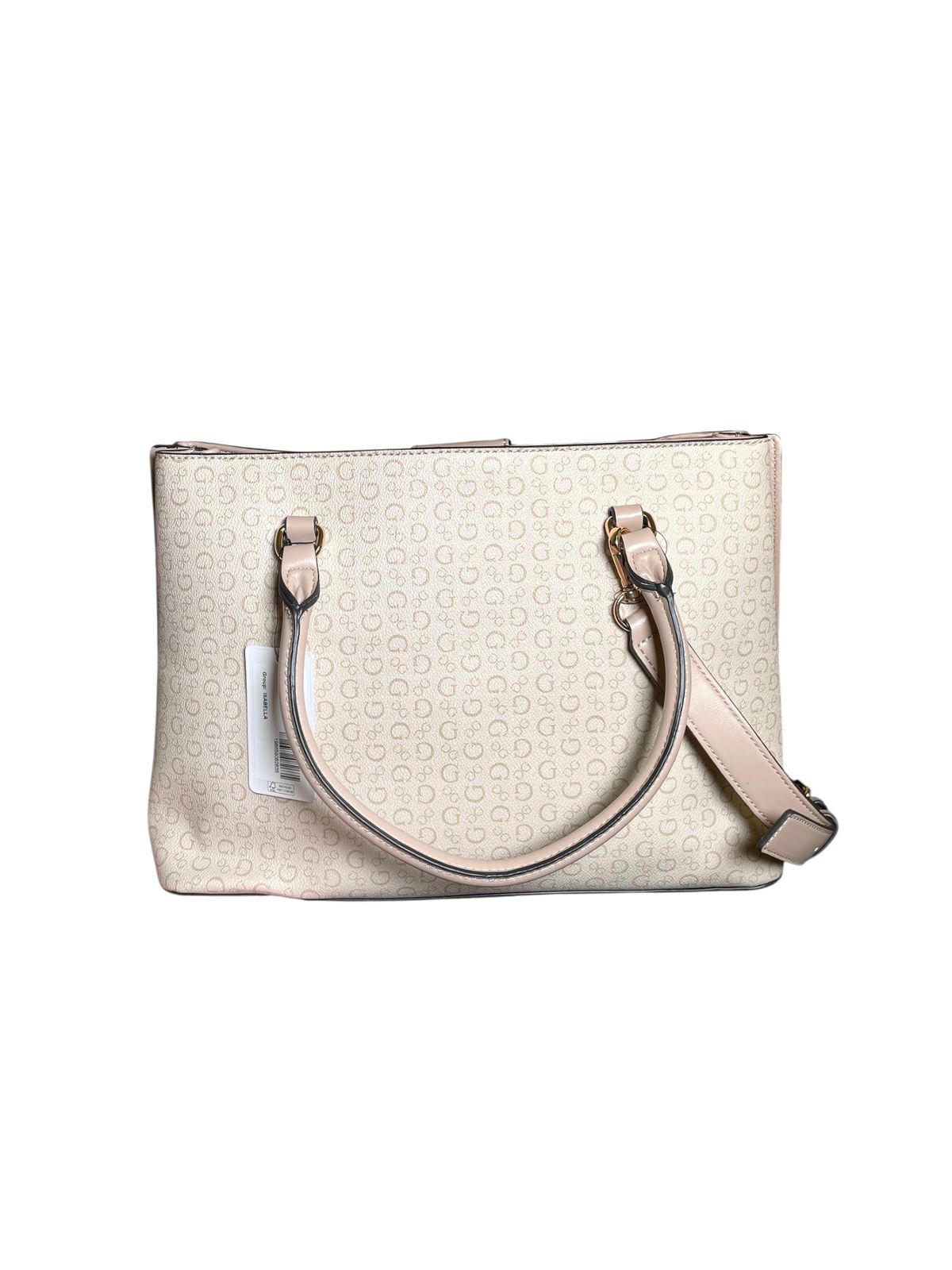 Bolsa Guess Monogram – Rosa y Crema con Detalles de Charol