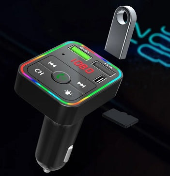 Transmisor para Carro (Bluetooth, Lector de USB, Función contestar llamadas, Puerto de carga tipo C)