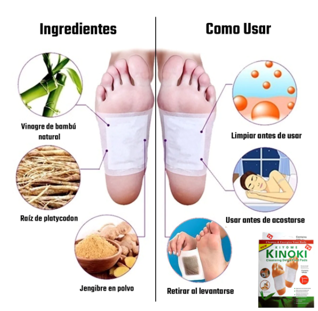 100 Parches KINOKI desintoxicantes para pies (10 cajas)