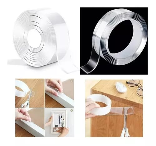 Reutilizable Nano Tape de 3M - Nano Cinta Doble Cara Adhesiva Almohadillas de Gel Antideslizantes Adhesiva de Doble Cara Lavable Sin Rastros para Pared Cocina Alfombras Oficina en Casa