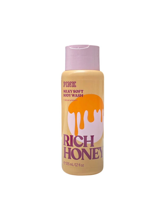 Gel de baño PINK Rich Honey hidratante y exfoliante 355 ml