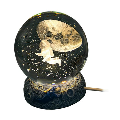 lampara 3D con figura de astronauta con media luna
