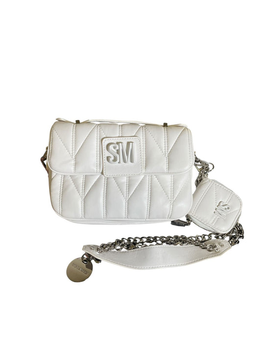 Bolsa Steve Madden blanca acolchada con cadena y pouch