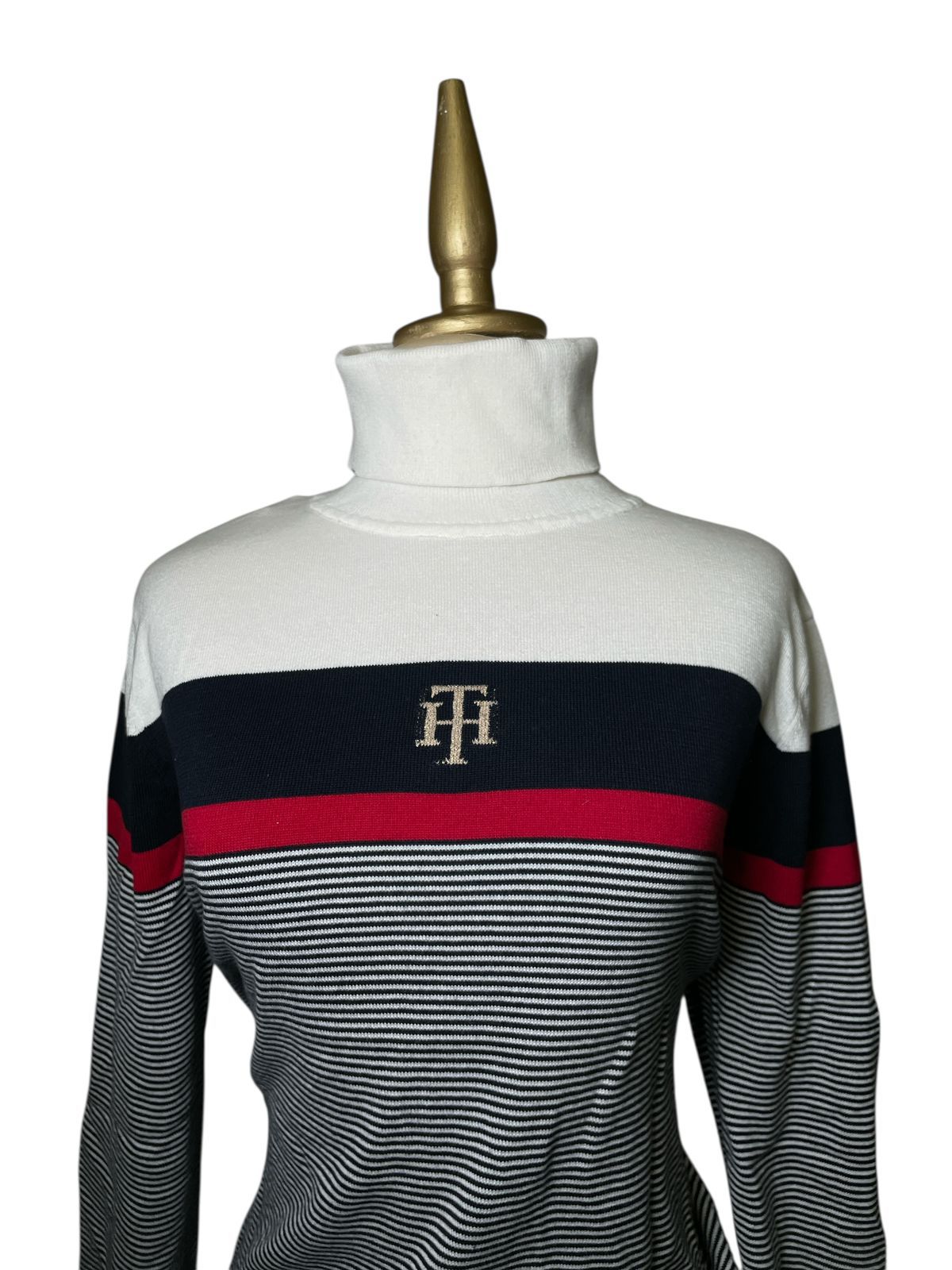 Suéter de Dama Cuello Alto a Rayas – TALLA L/G