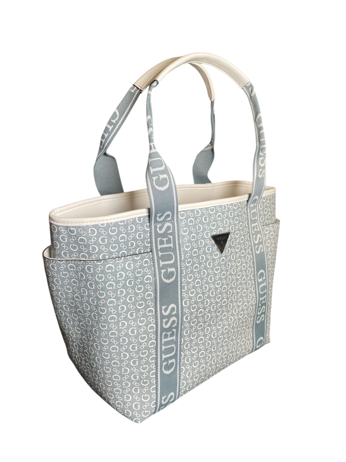 Bolsa Tote GUESS Monogram Azul – Elegancia diaria con gran capacidad