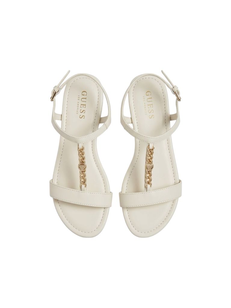 Sandalias Blancas Elegantes con Cadena Dorada Guess - Talla 10 USA