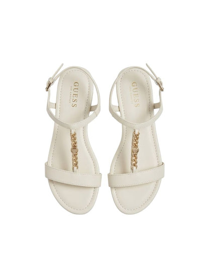 Sandalias Blancas Elegantes con Cadena Dorada Guess - Talla 10 USA
