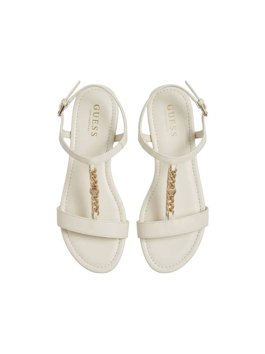 Sandalias Blancas Elegantes con Cadena Dorada Guess - Talla 10 USA