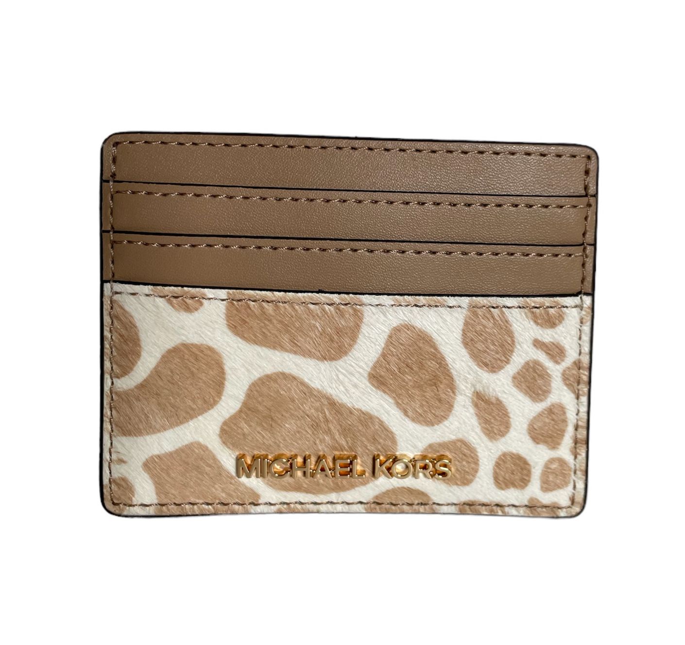 Tarjetero Michael Kors Café Claro con Animal Print