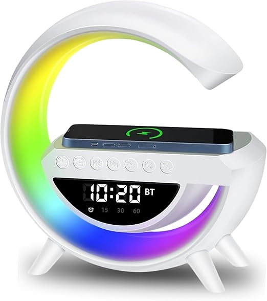 Bocina Lampara Tipo G Con Reloj Digital