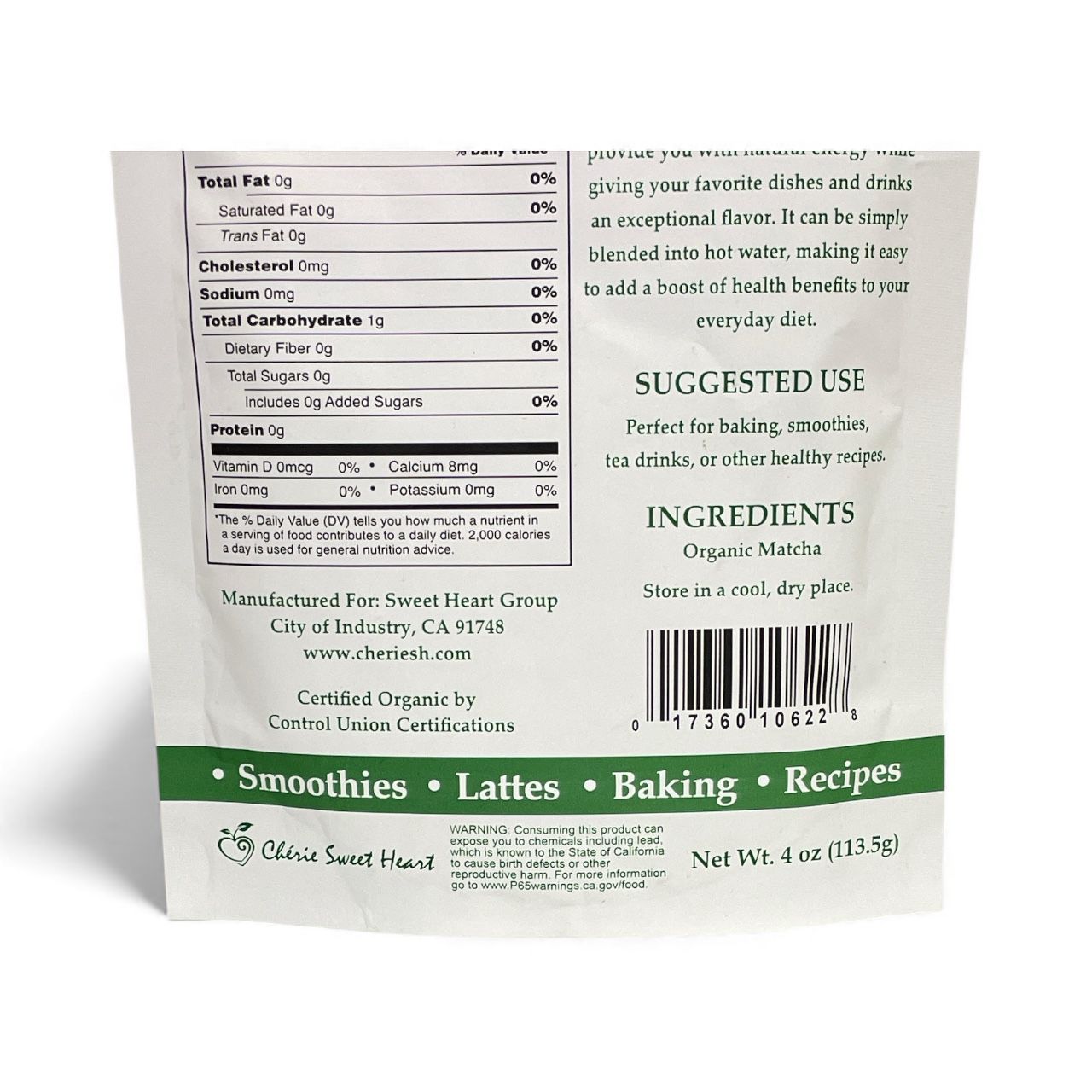 Matcha Orgánica Premium – Té Verde en Polvo (4 oz / 113.5 g)