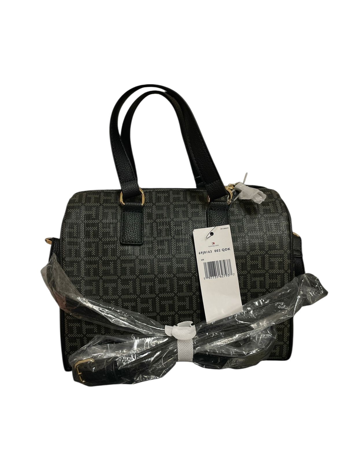 Bolso Satchel Negro Monograma Tommy Hilfiger