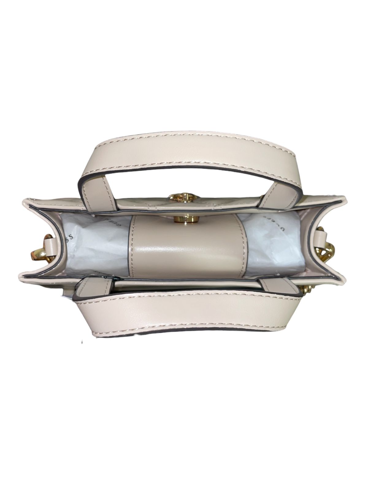 Bolso Guess Acolchado - Beige Crema con Herrajes Dorados