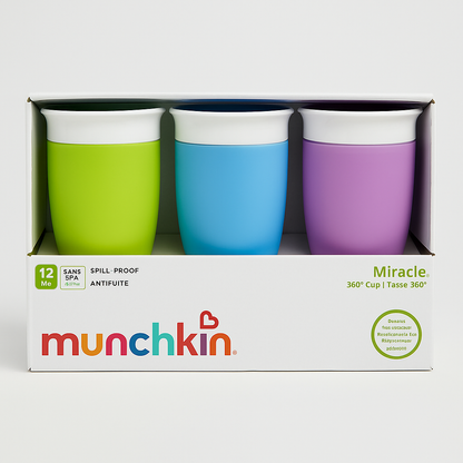 Vasos Munchkin Miracle 360° (Set 3 Piezas) | Antiderrames | BPA Free