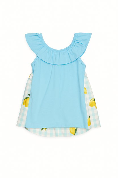 Conjunto de Niña Azul con Shorts de Limones