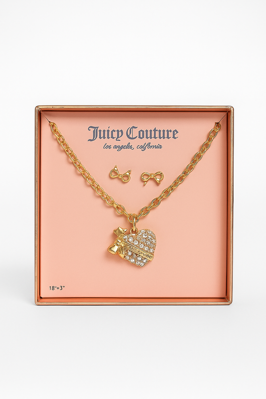 Set de Collar Juicy Couture Corazón y Aretes Moño