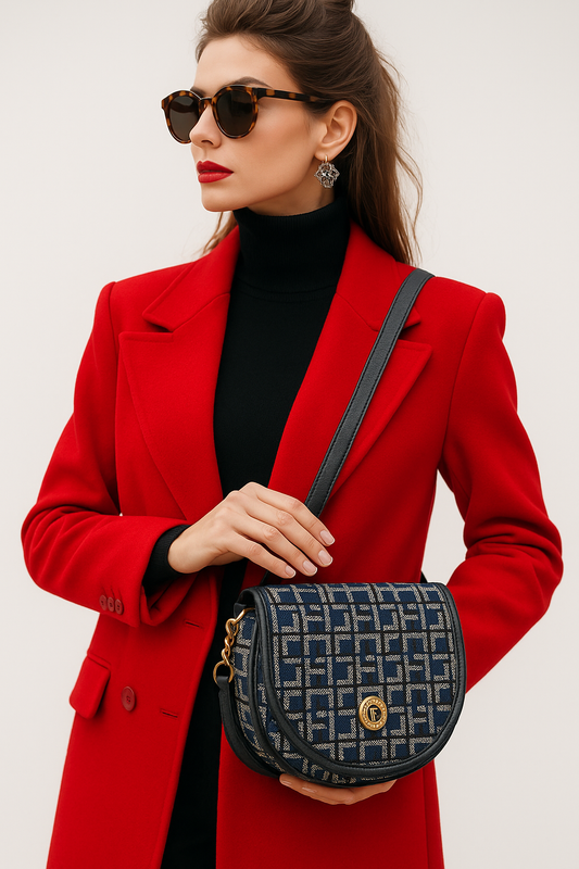 Bolsa Tommy Hilfiger Crossbody Medallón Monograma Azul Marino