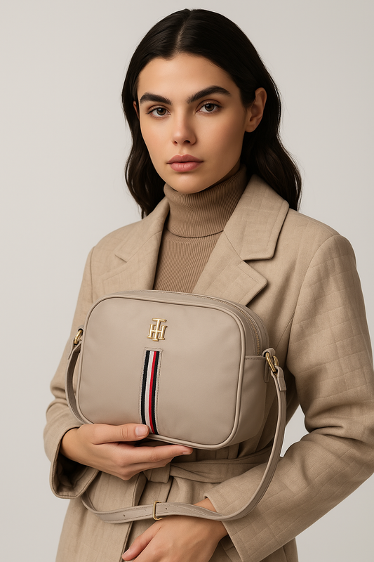 Bolsa Crossbody Tommy Hilfiger Azul o Beige | Doble Compartimento y Estilo Clásico