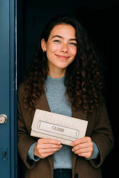 Cartera Guess Doble Broche con Logo Grabado