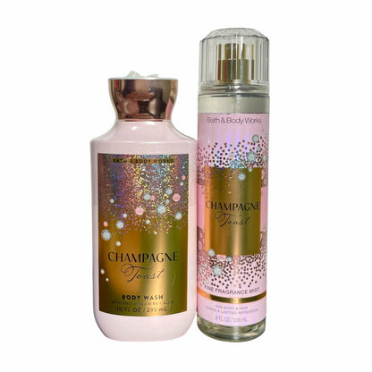 Dúo Bath & Body Works Champagne Toast | Gel de Baño y Fragancia Corporal (Mist)