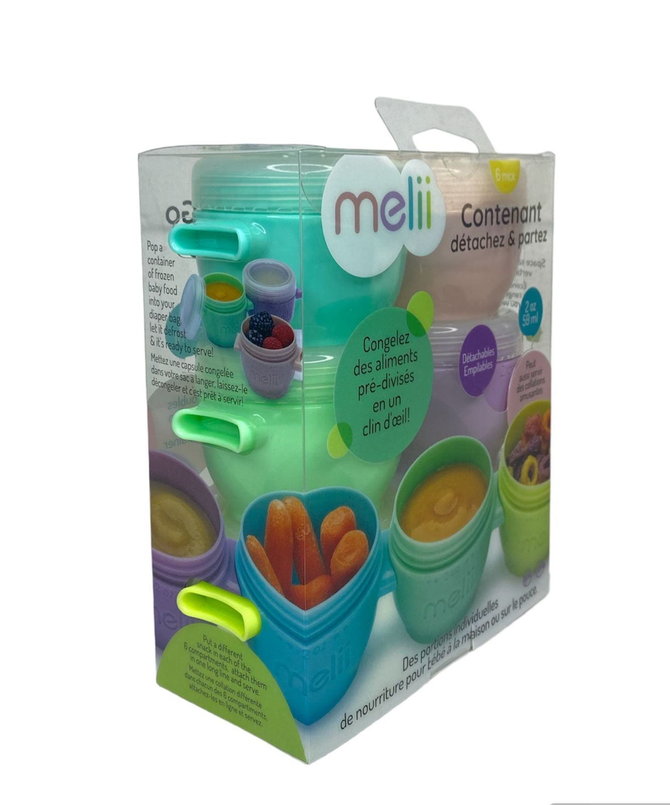 Mini Tuppers de Colores de 2 oz Melii - 6 Unidades