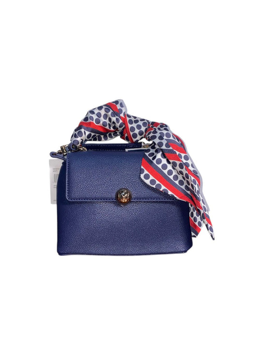 Bolso Anne Klein Satchel Azul: Elegancia Clásica con Toque de Seda