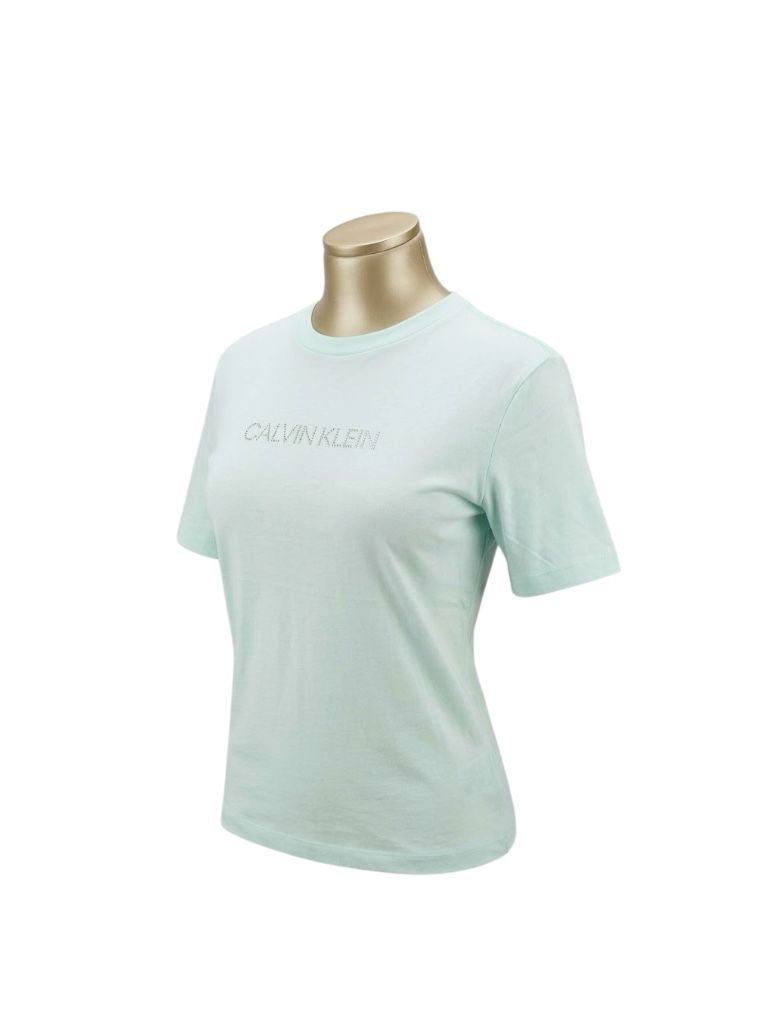 Playera Calvin Klein Dama - Menta Suave con Logo Brillante TALLA L
