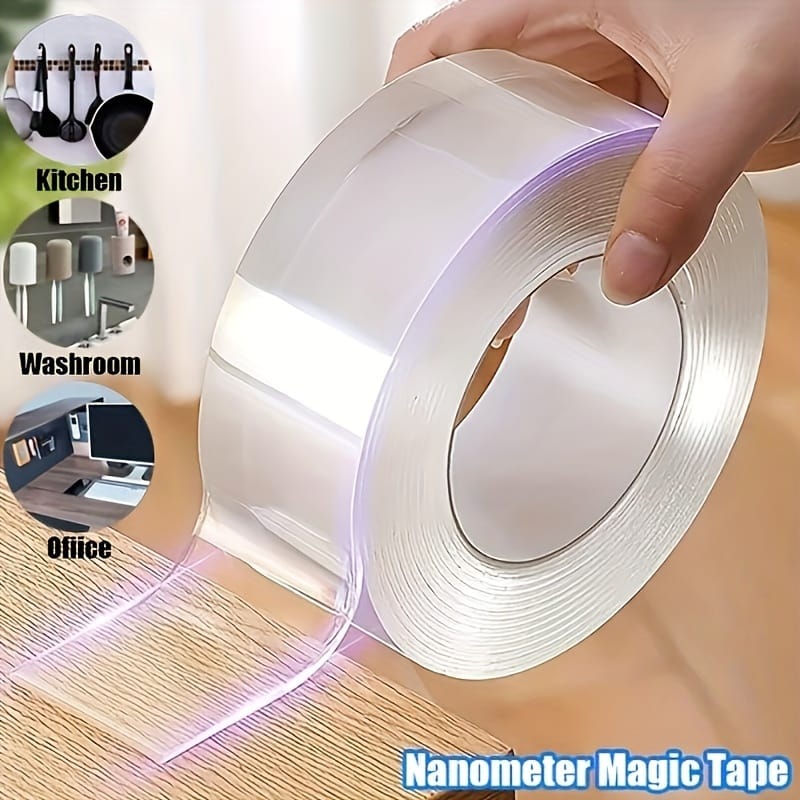Reutilizable Nano Tape de 3M - Nano Cinta Doble Cara Adhesiva Almohadillas de Gel Antideslizantes Adhesiva de Doble Cara Lavable Sin Rastros para Pared Cocina Alfombras Oficina en Casa
