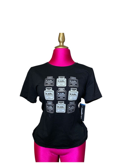 Playera Karl Lagerfeld Mujer Negra con Estampado Icónico – Casual Chic Premium