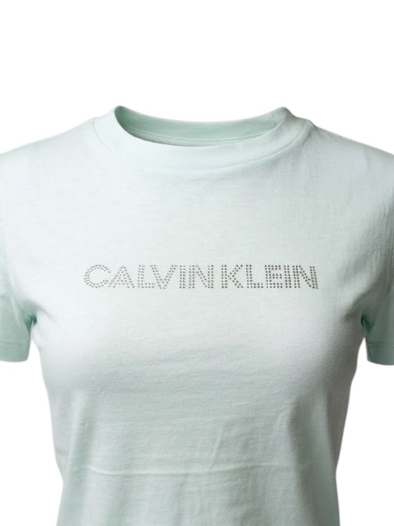 Playera Calvin Klein Dama - Menta Suave con Logo Brillante TALLA L