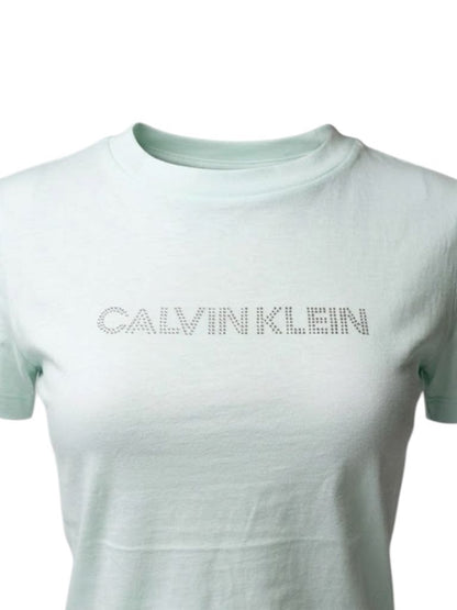 Playera Calvin Klein Dama - Menta Suave con Logo Brillante TALLA L