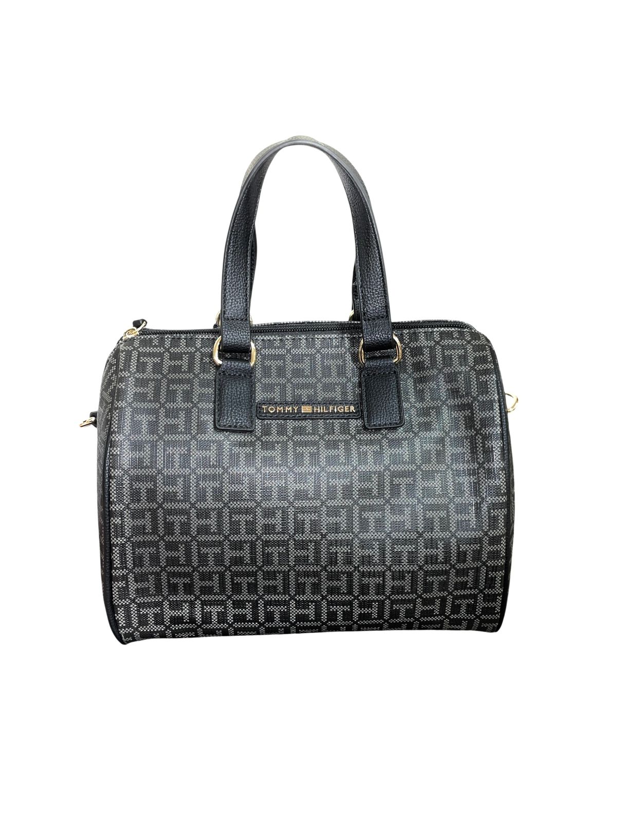 Bolso Satchel Negro Monograma Tommy Hilfiger