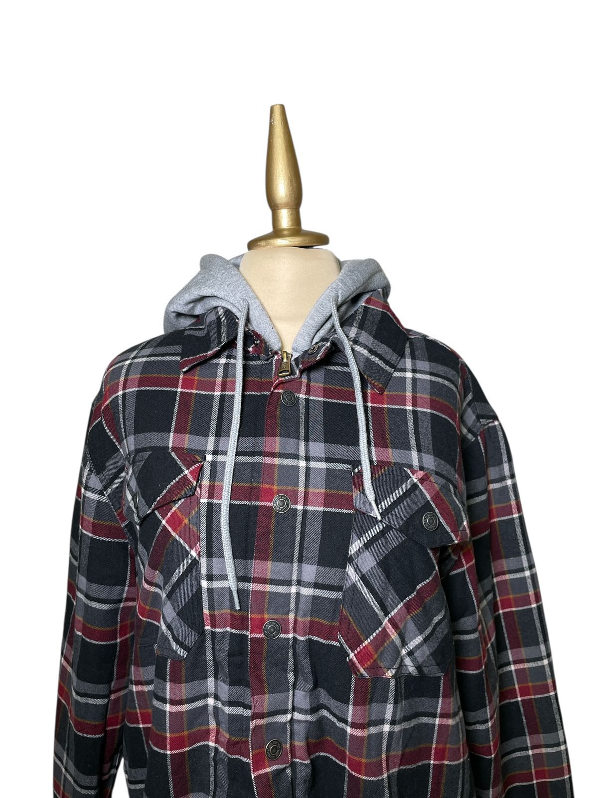 Sobrecamisa Flannel con Hoodie Caballero Afelpada - TALLA M