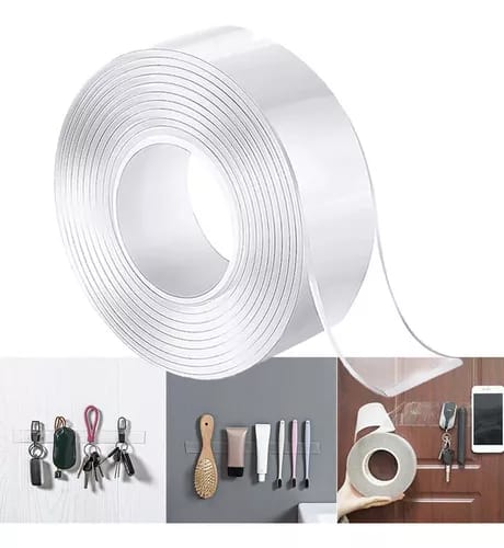 Reutilizable Nano Tape de 3M - Nano Cinta Doble Cara Adhesiva Almohadillas de Gel Antideslizantes Adhesiva de Doble Cara Lavable Sin Rastros para Pared Cocina Alfombras Oficina en Casa