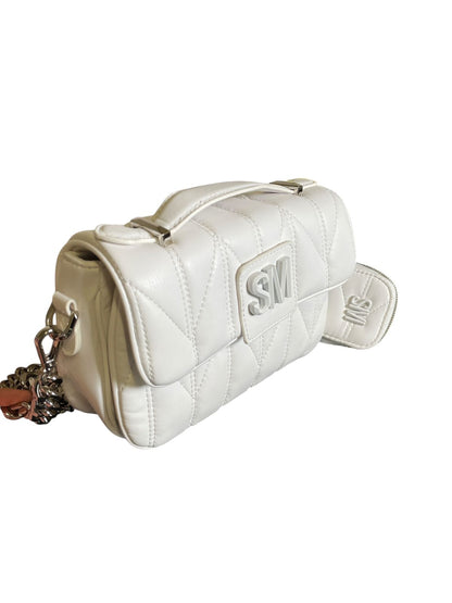 Bolsa Steve Madden blanca acolchada con cadena y pouch